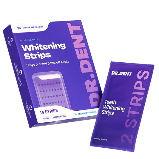 Transform Your Smile with DR.DENT Purple Teeth Whitening Strips - 7 Sessions of Peroxide-Free Whitening Power - Color-Correcting Formula for a Bright, Radiant Smile